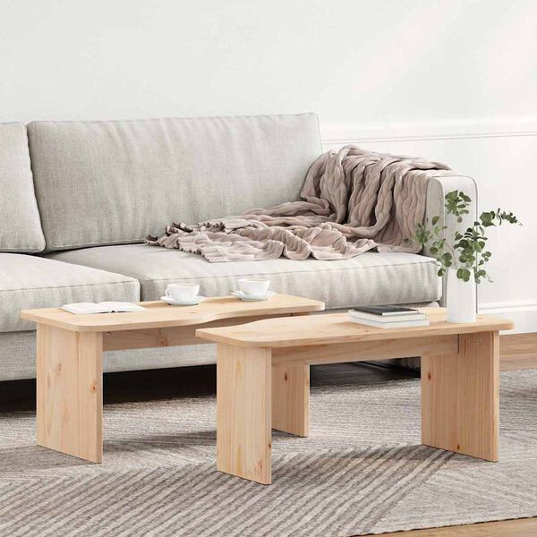 vidaXL Couchtisch 2 pcs Natur Massivholz Kiefer
