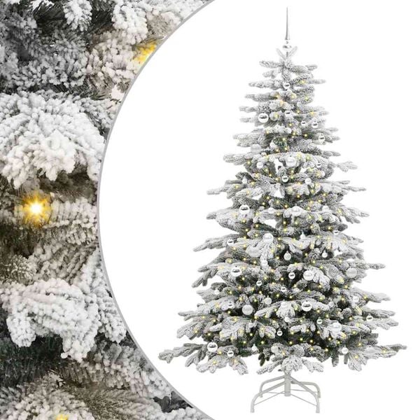 vidaXL K&uuml;nstlicher klappbarer Weihnachtsbaum Wei&szlig; 210 cm PE und PVC
