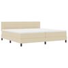 vidaXL Boxspringbett mit LED-Lichtleisten Creme 200 x 200 cm Stoff