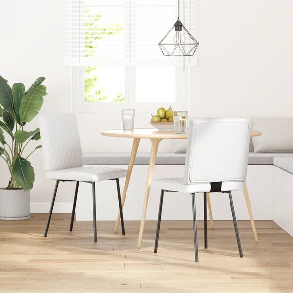 vidaXL Esszimmerstühle 2 Stk. Weiß Kunstleder