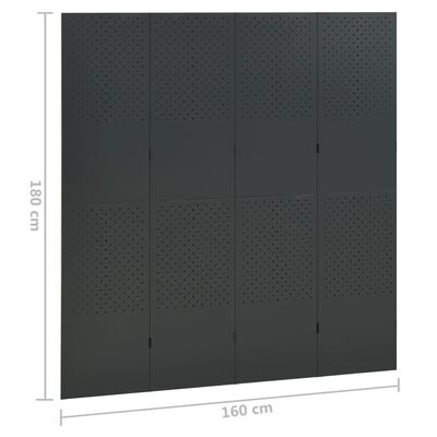 vidaXL 4-tlg. Raumteiler Anthrazit 160x180 cm Stahl