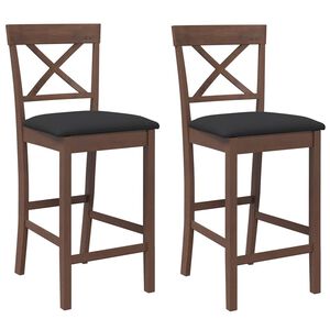 vidaXL Barhocker mit Kissen 2 Stk. Braun Massivholz Gummibaum