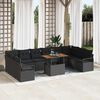 vidaXL Garten-Sofa-Set mit Speicher 11 pcs Schwarz Poly Rattan