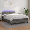 vidaXL Boxspringbett mit Matratze & LED Grau 140x200 cm Kunstleder