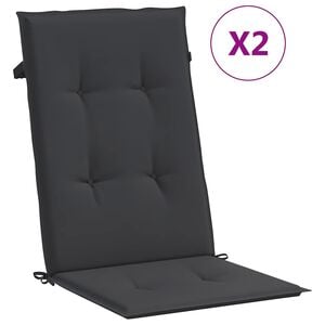 vidaXL Gartenstuhlauflagen f&uuml;r Hochlehner 2 Stk. Schwarz 120x50x3 cm