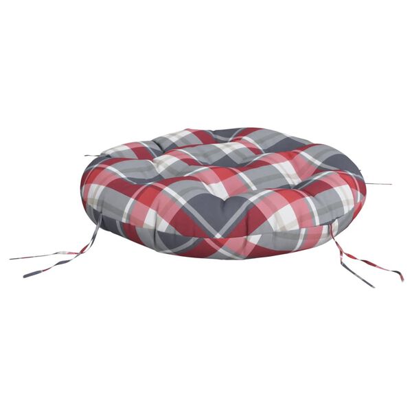 vidaXL Kissen Rund Rot Karomuster &Oslash; 60x11 cm Oxford-Gewebe