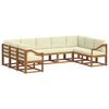 vidaXL Outdoor-Sofagarnitur mit Kissen 9 pcs Natur und Creme