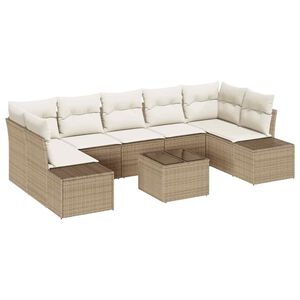 vidaXL Gartensofa-set mit Kissen 8 pcs Beige und Creme Poly-Rattan