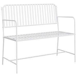vidaXL Gartenbank Einfarbig Wei&szlig; 103,5 x 51,5 x 90 cm Stahl