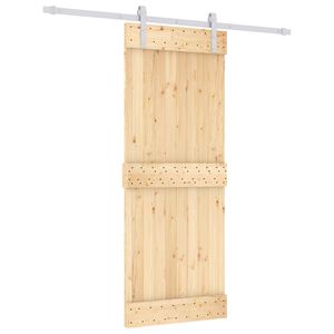 vidaXL Schiebet&uuml;r Nat&uuml;rlich und Wei&szlig; 80 x 210 cm Massivkiefer
