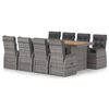 vidaXL 9-tlg. Garten-Essgruppe mit Kissen Poly Rattan Grau