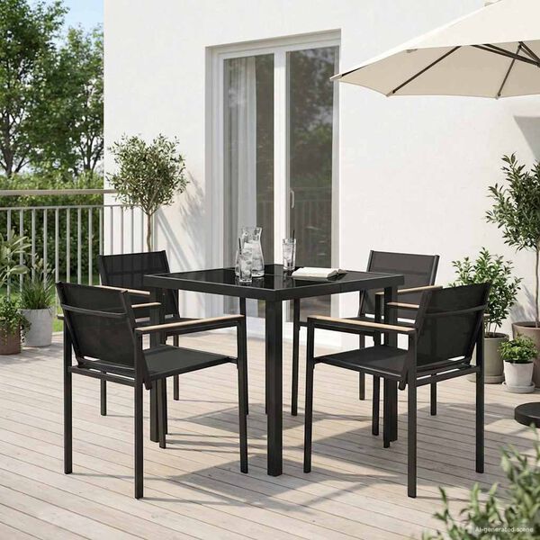vidaXL Gartenm&ouml;bel Set 5 pcs Schwarz und Anthrazit 80 x 80 x 73 cm