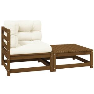 vidaXL 2-tlg. Garten-Lounge-Set Kissen Honigbraun Massivholz Kiefer