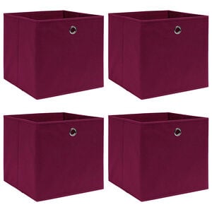 vidaXL Aufbewahrungsboxen 4 Stk. Dunkelrot 32x32x32cm Stoff