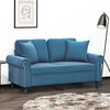 vidaXL 2-Sitzer-Sofa mit Zierkissen Blau 120 cm Samt