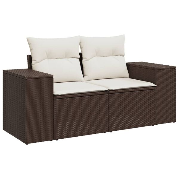 vidaXL 8-tlg. Garten-Sofagarnitur mit Kissen Braun Poly Rattan