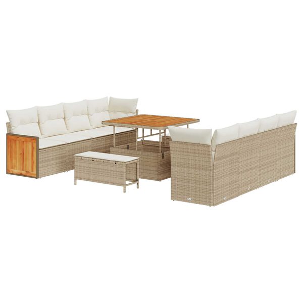 vidaXL Garten-Sofa-Set mit Kissen 11 pcs Beige und Creme