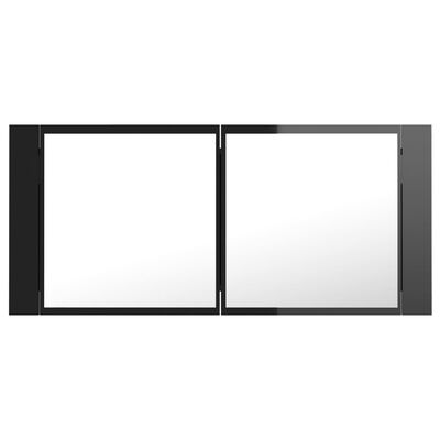 vidaXL LED-Bad-Spiegelschrank Hochglanz-Schwarz 100x12x45 cm Acryl