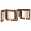 vidaXL Klappbares Hundetor mit St&auml;ndern 4 pcs Ger&auml;ucherte Eiche 241 cm