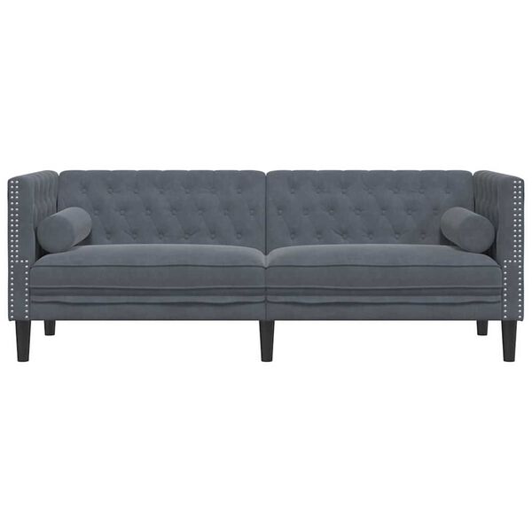 vidaXL Chesterfield-Sofa Dunkelgrau 194 x 74.5 x 70.5 cm Samt