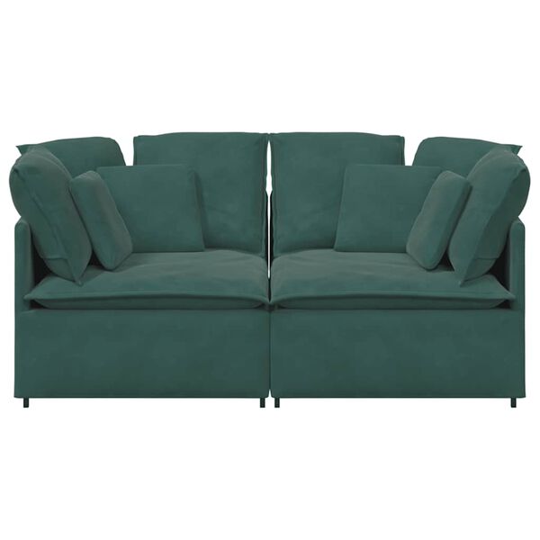 vidaXL Modulares Sofa mit Kissen Samt Dunkelgr&uuml;n