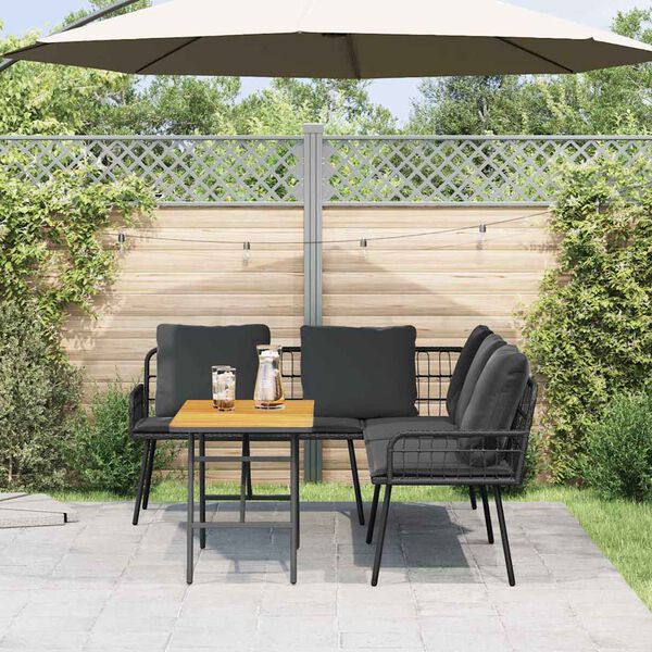 vidaXL Gartensofa-set 2 pcs Schwarz Poly-Rattan