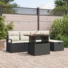 vidaXL Garten-Sofa-Set mit Kissen 6 pcs Schwarz Poly Rattan