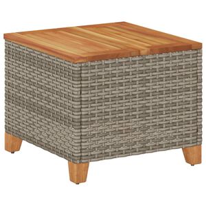 vidaXL Gartentisch Grau 45x45x37 cm Poly Rattan Akazienholz