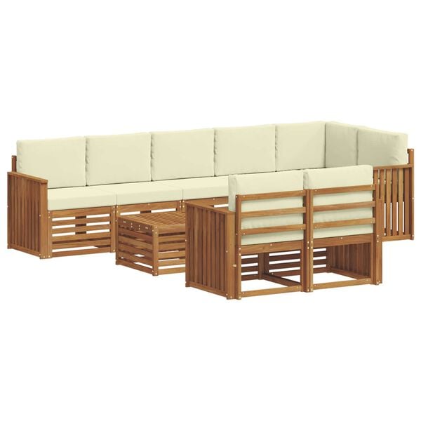 vidaXL Sofagarnituren 9 pcs Natur und Creme Massivholz Akazie