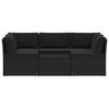 vidaXL 4-tlg. Garten-Lounge-Set mit Auflagen Poly Rattan Schwarz