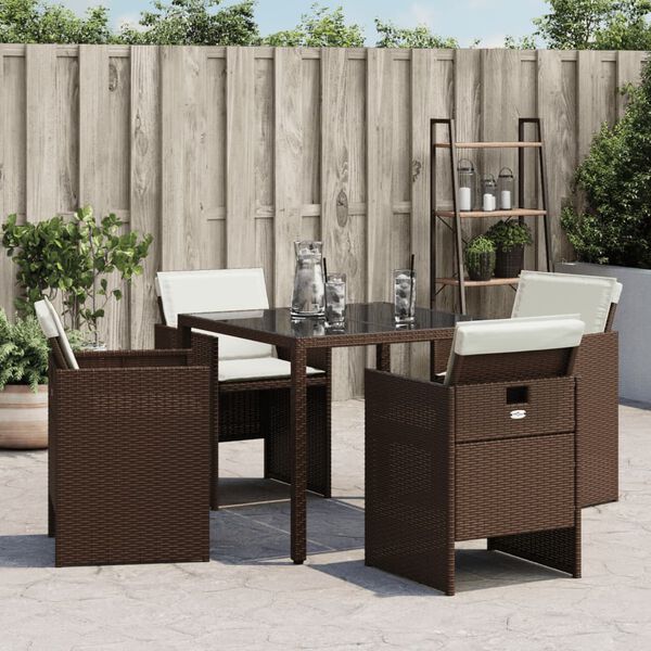 vidaXL Gartenst&uuml;hle mit Kissen 4 Stk. Braun Poly Rattan