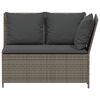 vidaXL 3-tlg. Garten-Sofagarnitur mit Kissen Grau Poly Rattan