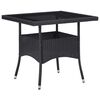vidaXL Garten-Esstisch Schwarz Poly Rattan und Glas