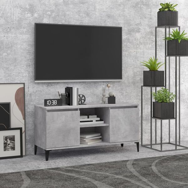 vidaXL TV-Schrank mit Metallbeinen Betongrau 103,5x35x50 cm