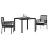 vidaXL Garten Essgruppe 3 pcs Schwarz Poly-Rattan