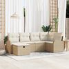 vidaXL Garten-Sofa-Set mit Kissen mit Speicher 6 pcs Beige Poly Rattan