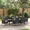 vidaXL Garten Essgruppe mit Kissen 7 pcs Schwarz Poly-Rattan