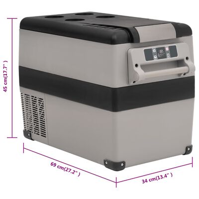 vidaXL Kühlbox mit Griff und Adapter Schwarz und Grau 45 L PP & PE