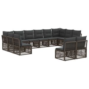 vidaXL Gartensofa-set 12 pcs Grau Poly-Rattan