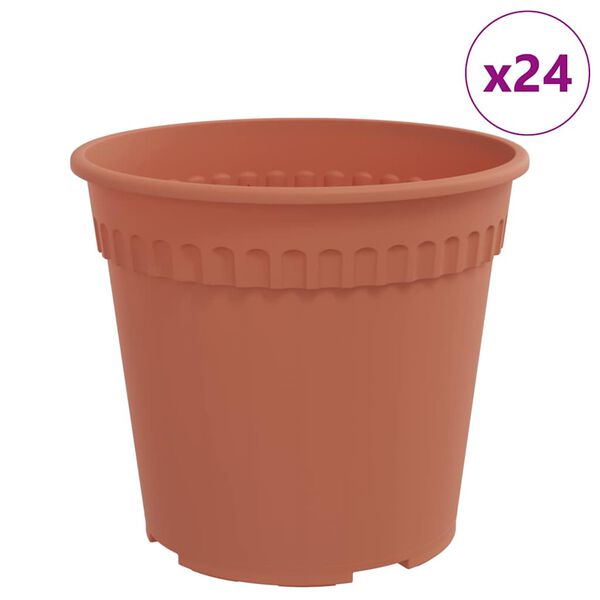vidaXL Runder Blumentopf 24 pcs Ziegelrot &Oslash; 19 x 16 cm Kunststoff