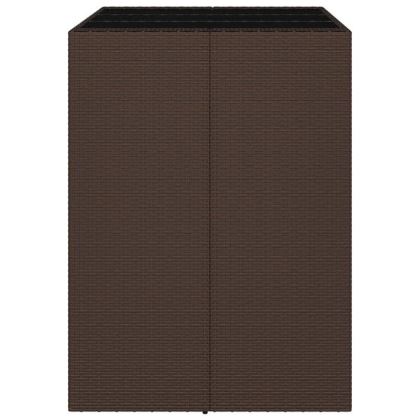 vidaXL Bartisch mit Glasplatte Braun 105x80x110 cm Poly Rattan