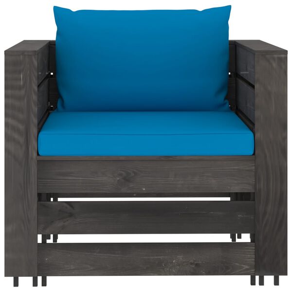 vidaXL 7-tlg. Garten-Lounge-Set mit Kissen Grau Impr&auml;gniertes Holz