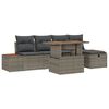 vidaXL Garten-Sofa-Set mit Kissen mit Speicher 6 pcs Grau Poly Rattan