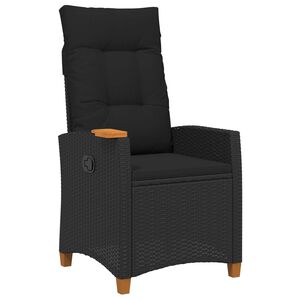 vidaXL Liegestuhl mit Teeteller Schwarz 62 x 64 x 112 cm Poly-Rattan