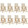 vidaXL Klappstuhl Verstellbar 8 Stk. Beige Poly Rattan Massivholz