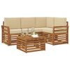 vidaXL M&ouml;belsets mit Kissen 5 pcs Natur und Beige Holzwerkstoff