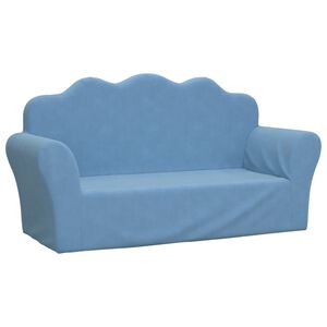 vidaXL Kindersofa 2-Sitzer Blau Weich Pl&uuml;sch