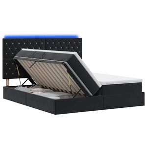 vidaXL LED-Speicherbett mit Matratze Schwarz 180 x 200 cm Samt