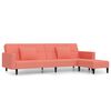 vidaXL Schlafsofa 2-Sitzer mit 2 Kissen & Hocker Rosa Samt