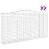 vidaXL Gabionen mit Hochbogen 9 Stk. 400x50x200/220cm Verzinktes Eisen